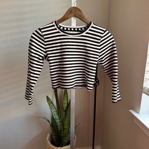 Cropped striped quarter sleeve shirt abercombie and Fitch